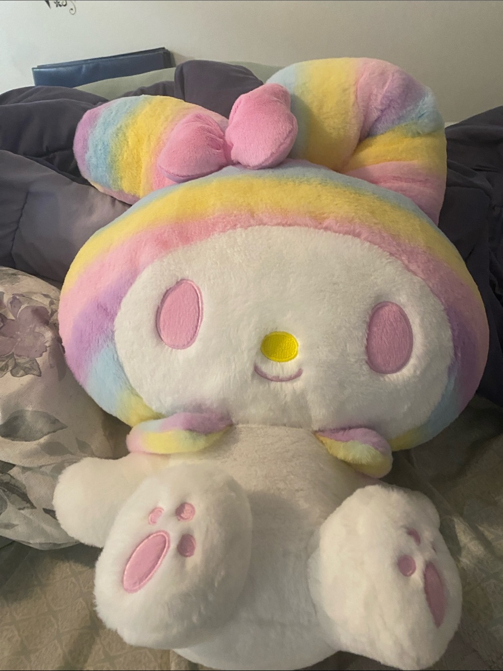 Hello Kitty Plush Rainbow - Pastel Pink, Yellow & Blue